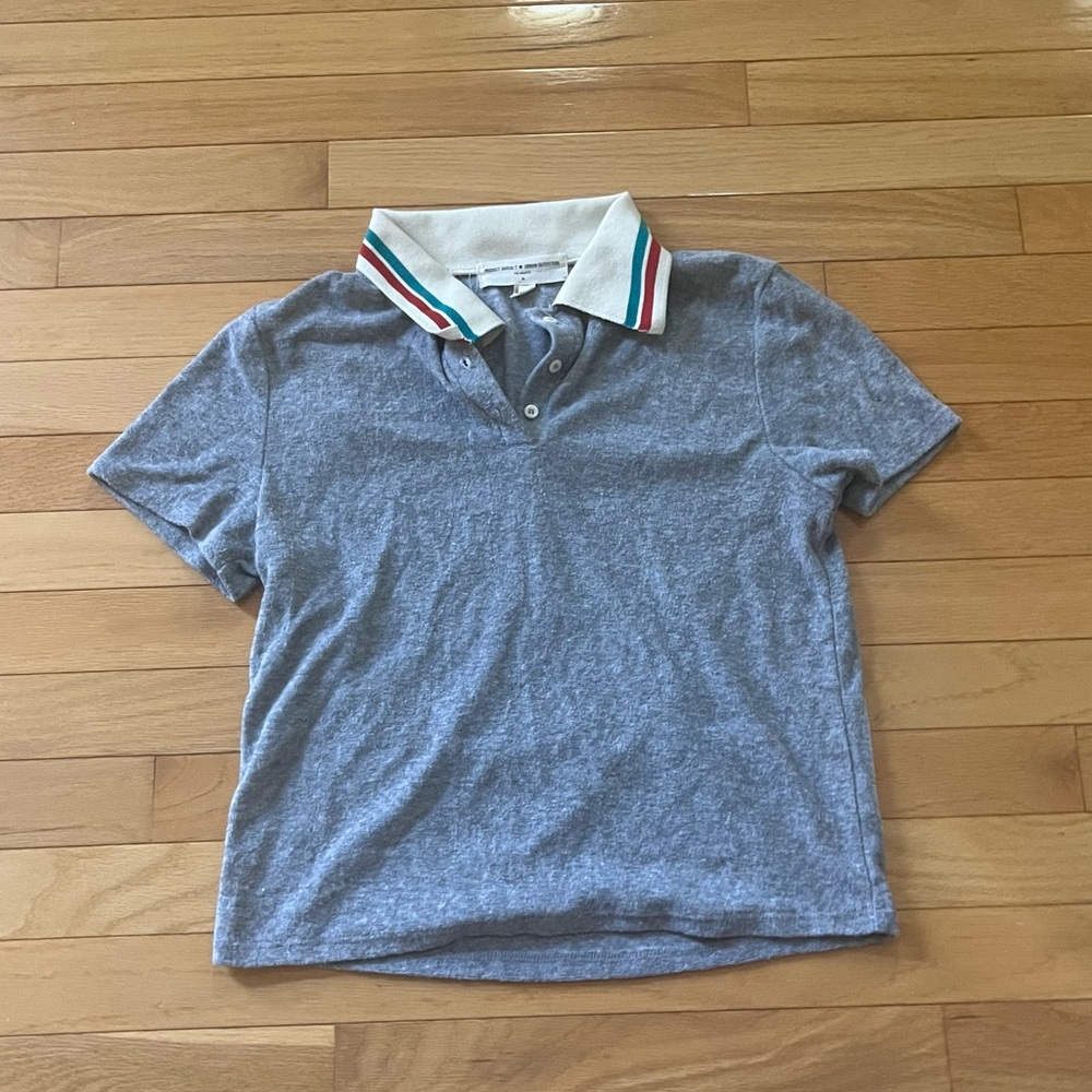 Urban Outfitters Grey Polo Shirt with Collar Detail (size M)